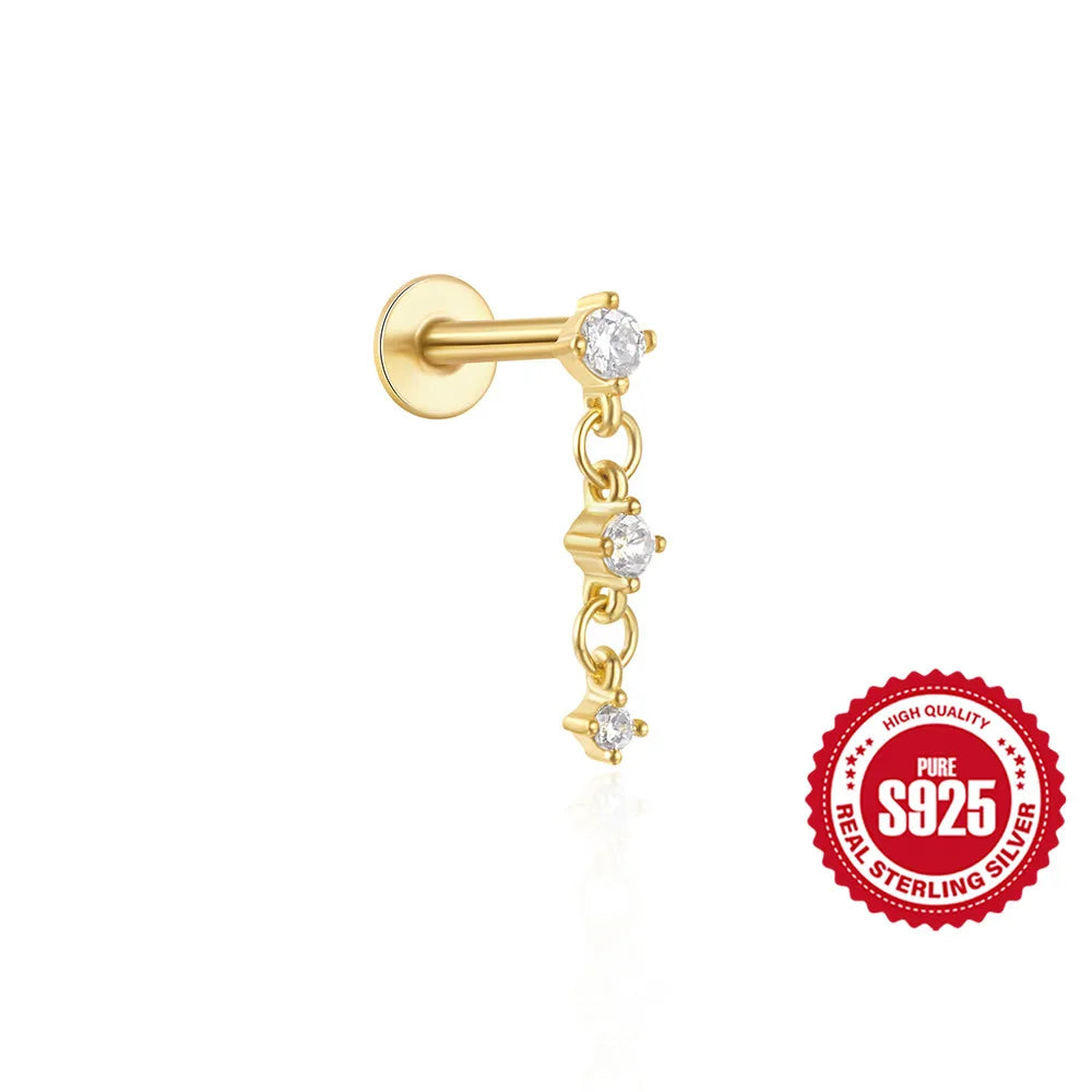 VAV 1PC 925 Sterling Silver Stud Earring For Women