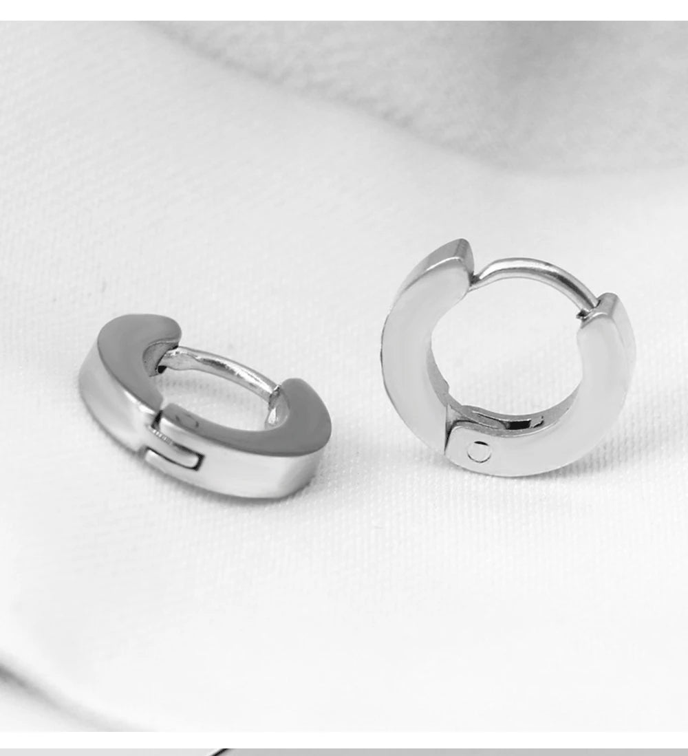 VAV 1 Pair Stainless Steel Hoop Earring Gothic Style