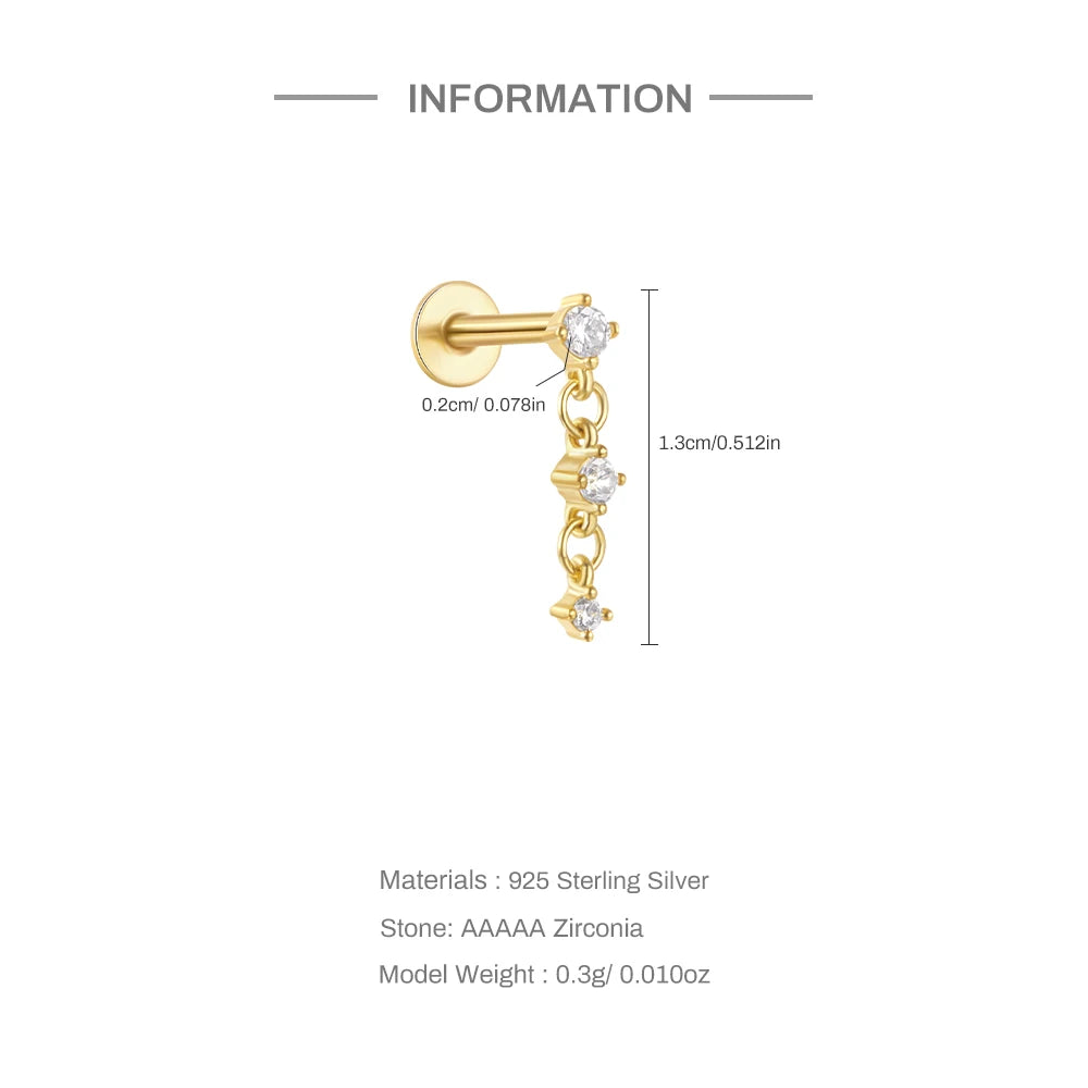VAV 1PC 925 Sterling Silver Stud Earring For Women