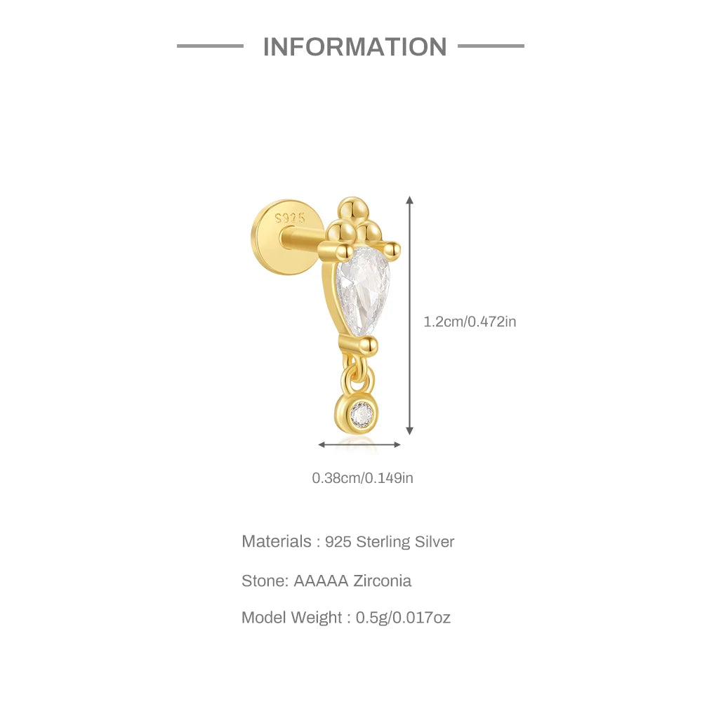 VAV 1PC 925 Sterling Silver Stud Earring For Women