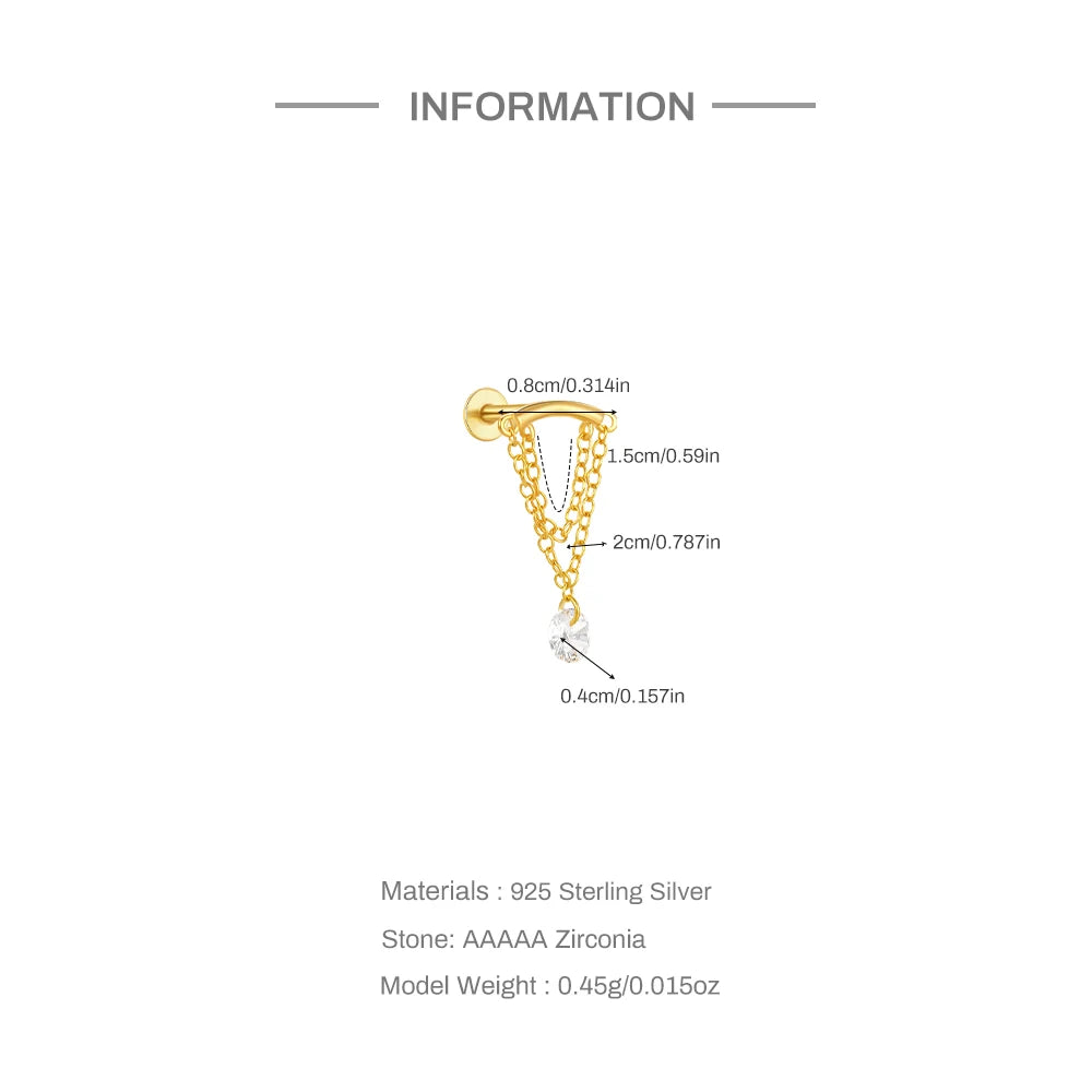 VAV 1PC 925 Sterling Silver Stud Earring For Women