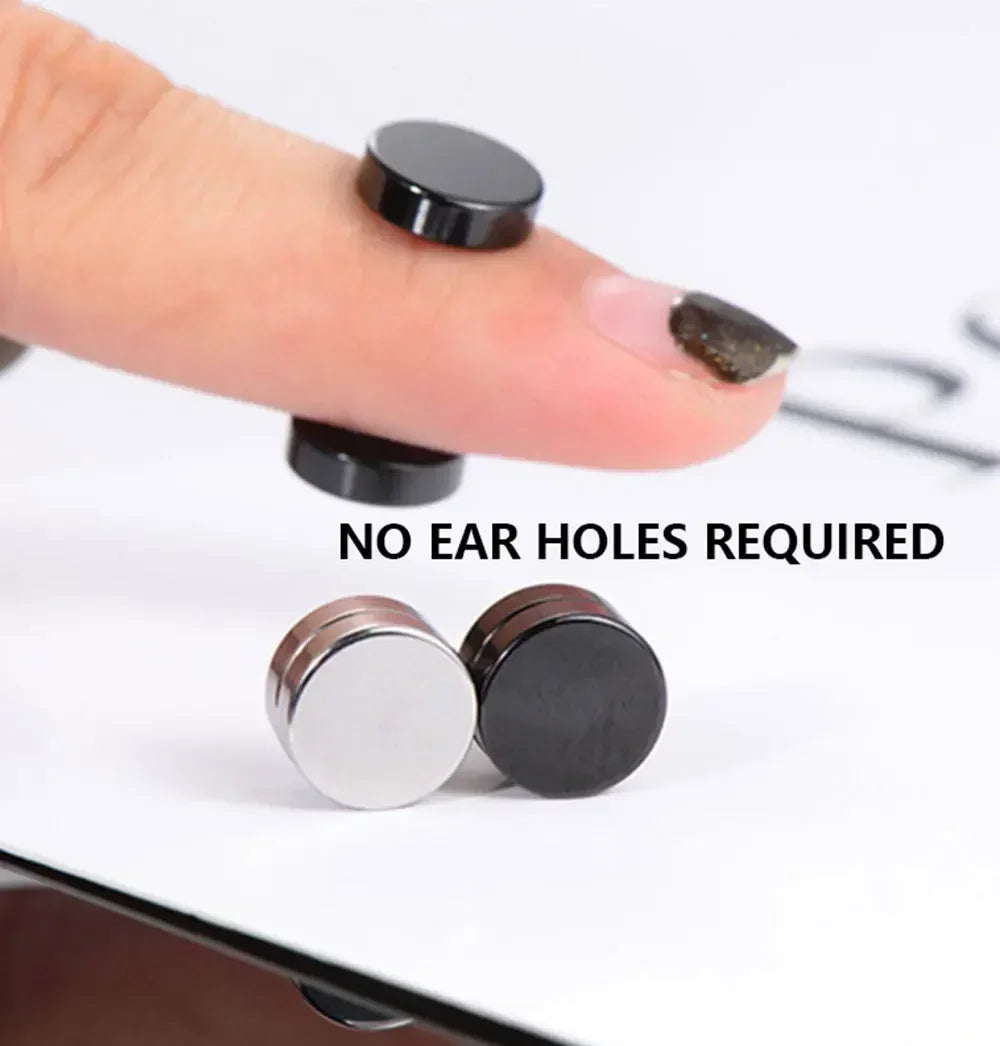 VAV 1/3Pairs 6MM Crystal Magnetic No-Pierce Stainless Steel Stud Earrings for Men