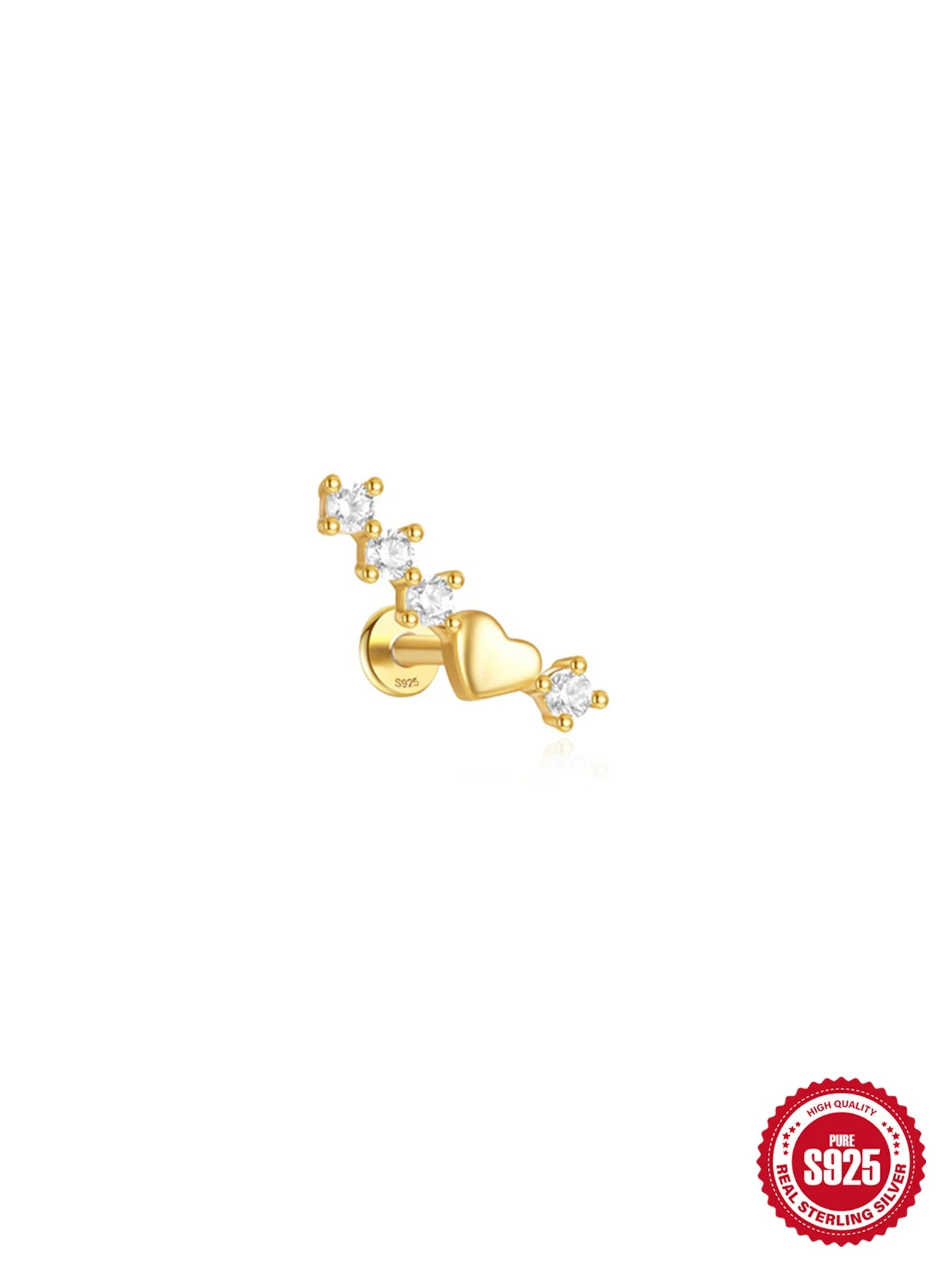 VAV 1PC 925 Sterling Silver Stud Earring For Women