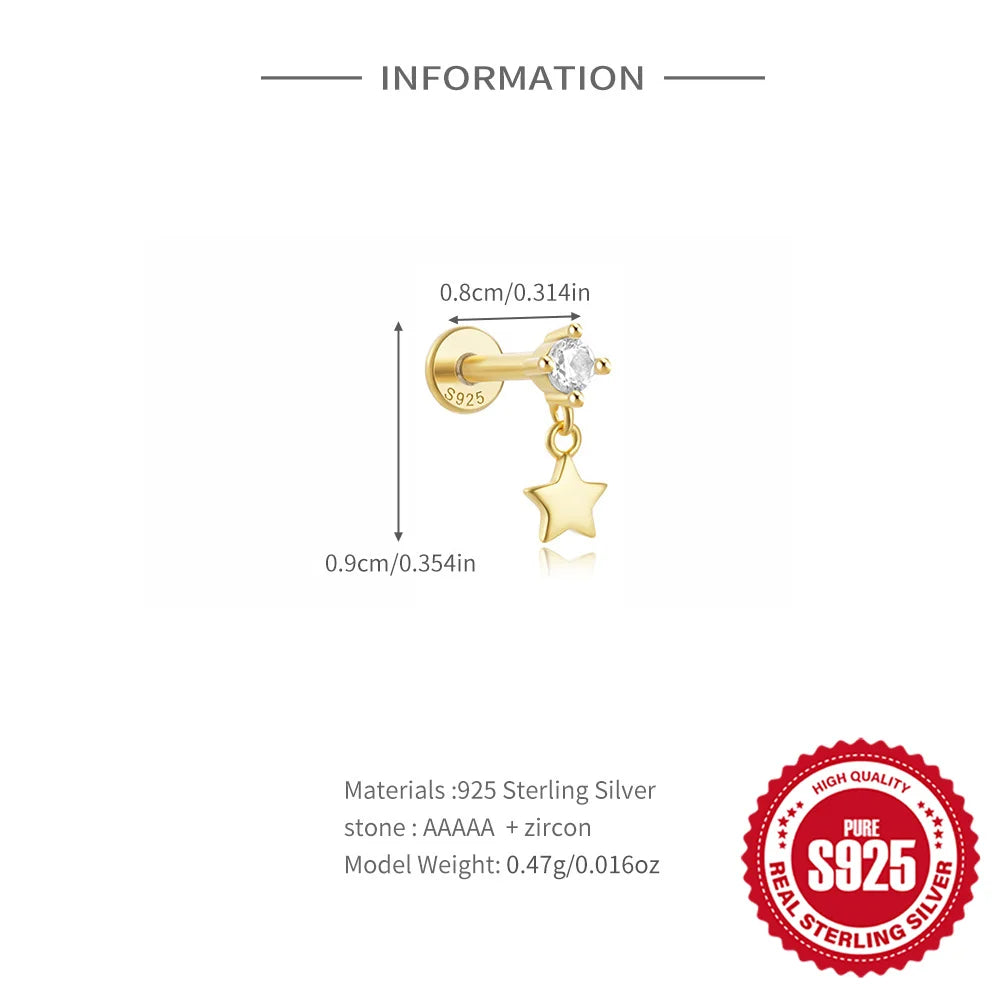 VAV 1PC 925 Sterling Silver Stud Earring For Women