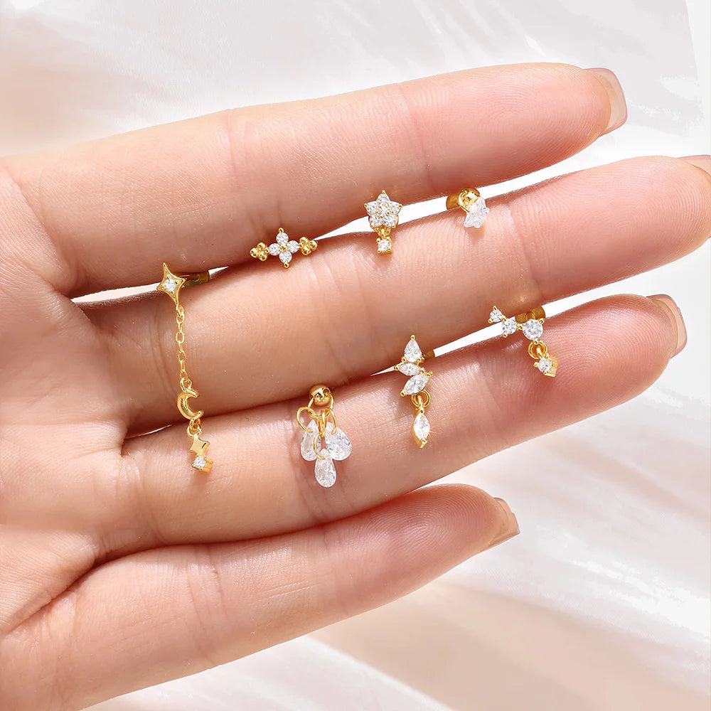 VAV 1PC 925 Sterling Silver Stud Earring For Women