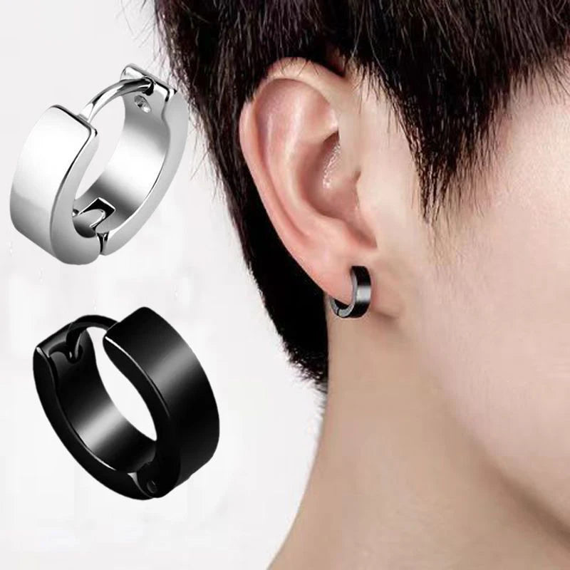 VAV 1 Pair Stainless Steel Hoop Earring Gothic Style