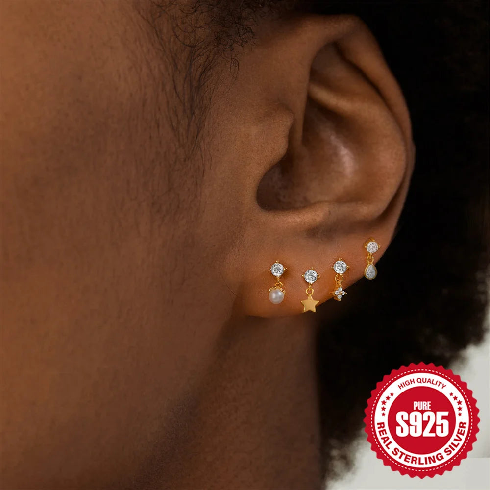 VAV 1PC 925 Sterling Silver Stud Earring For Women