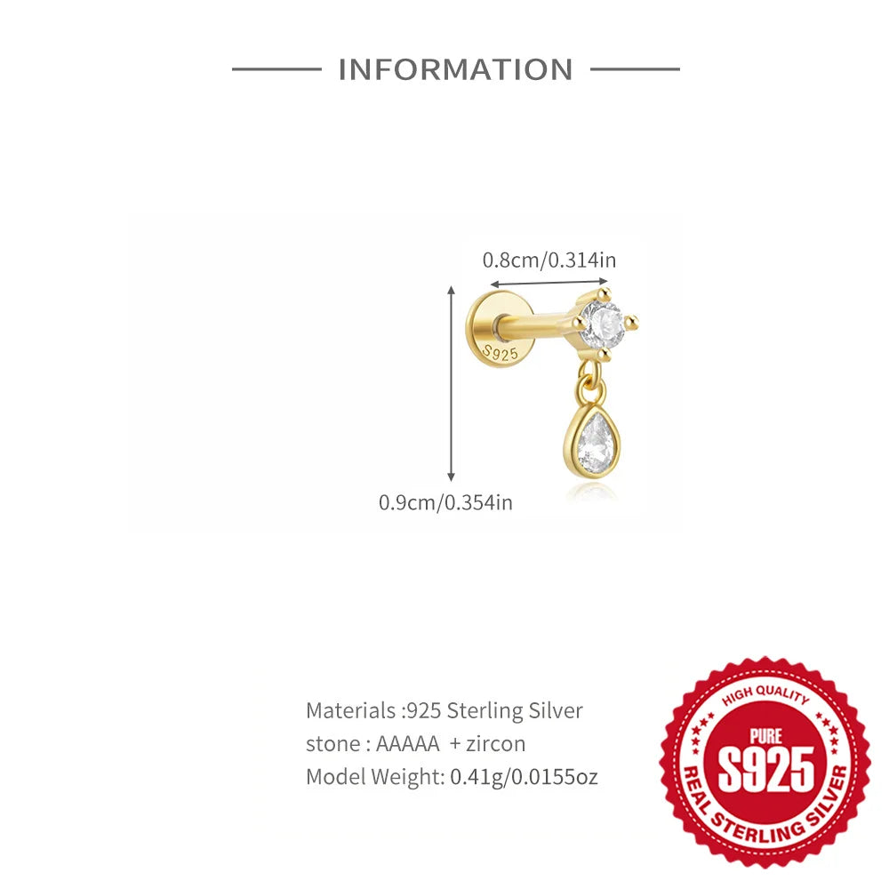 VAV 1PC 925 Sterling Silver Stud Earring For Women