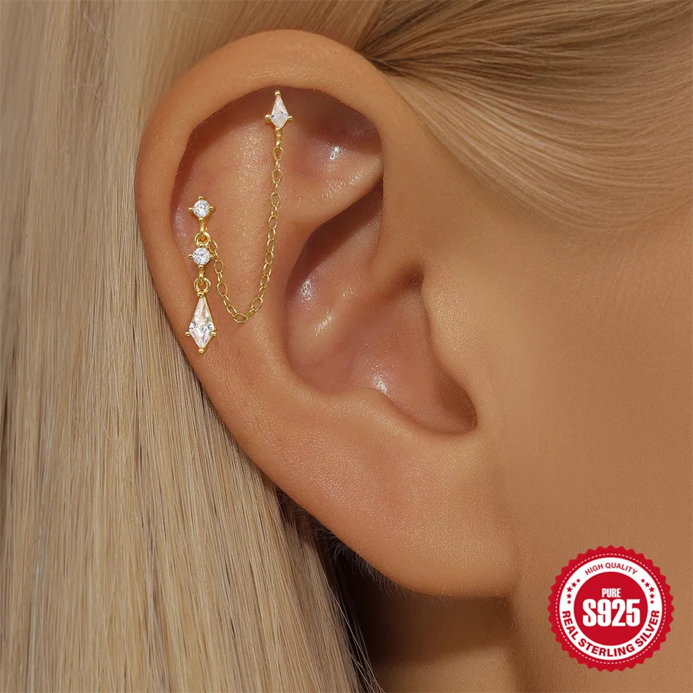 VAV 1PC 925 Sterling Silver Stud Earring For Women