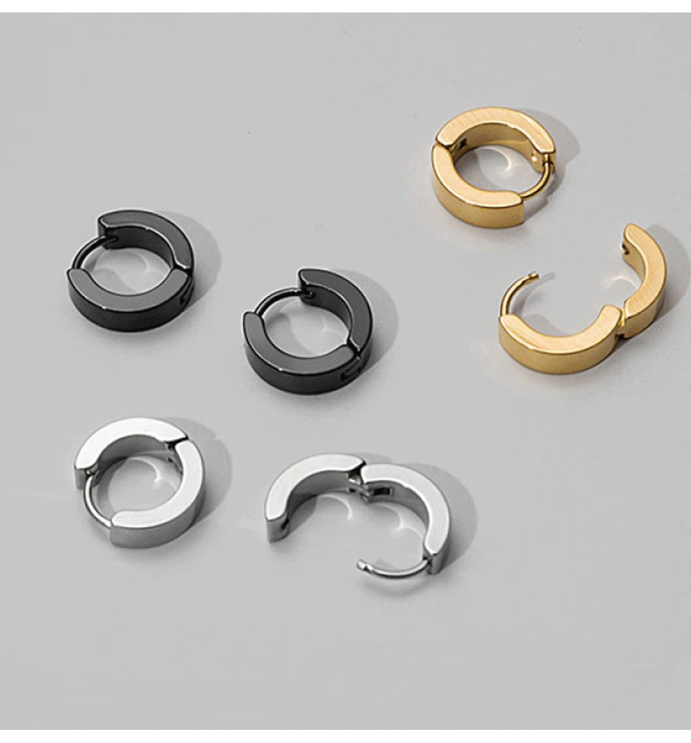 VAV 1 Pair Stainless Steel Hoop Earring Gothic Style