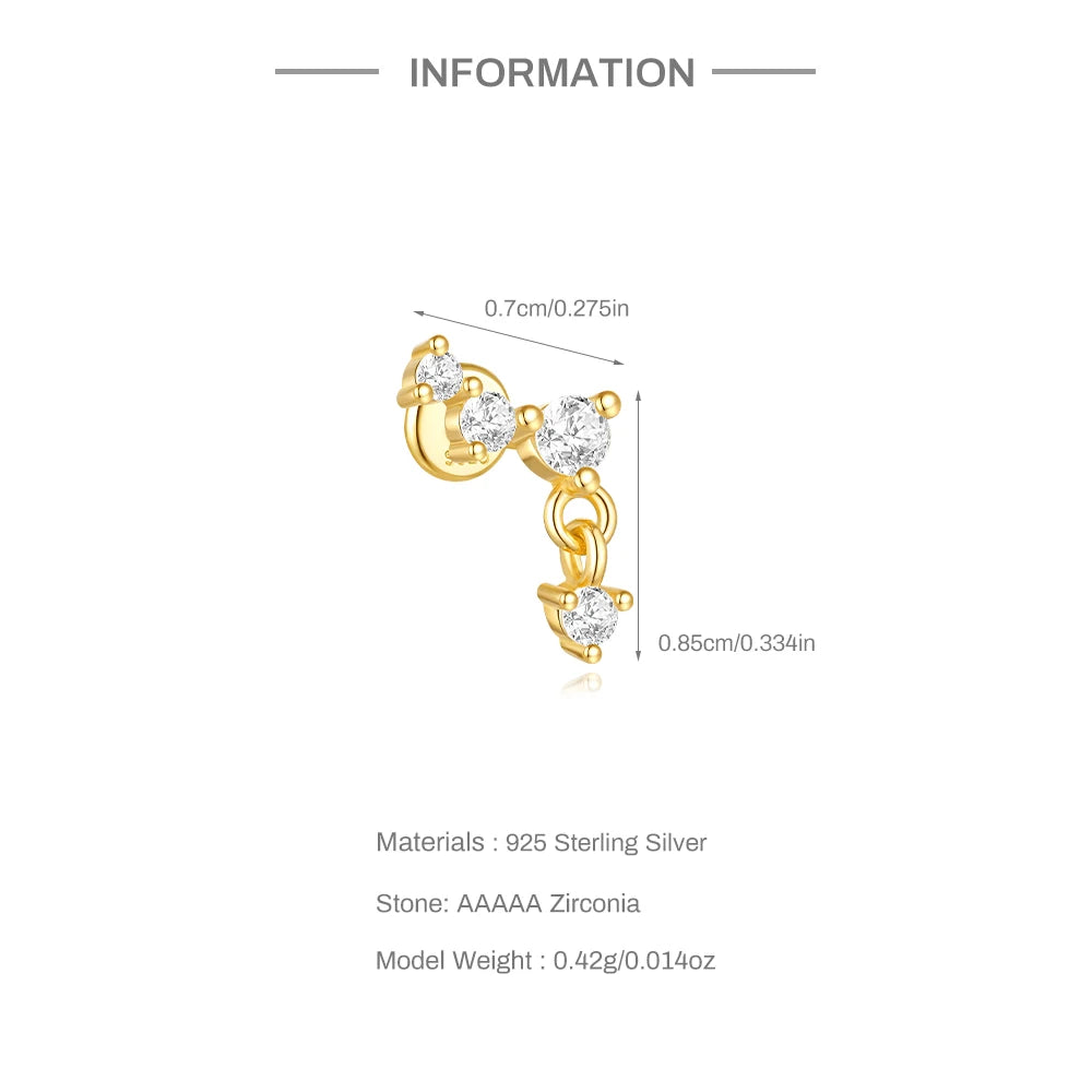 VAV 1PC 925 Sterling Silver Stud Earring For Women