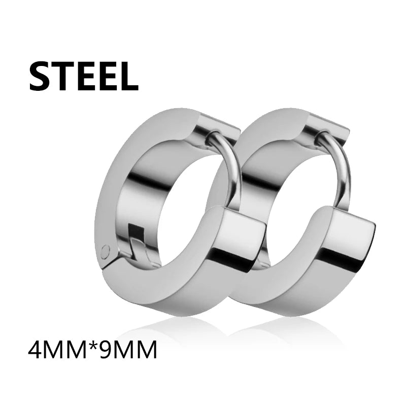 VAV 1 Pair Stainless Steel Hoop Earring Gothic Style