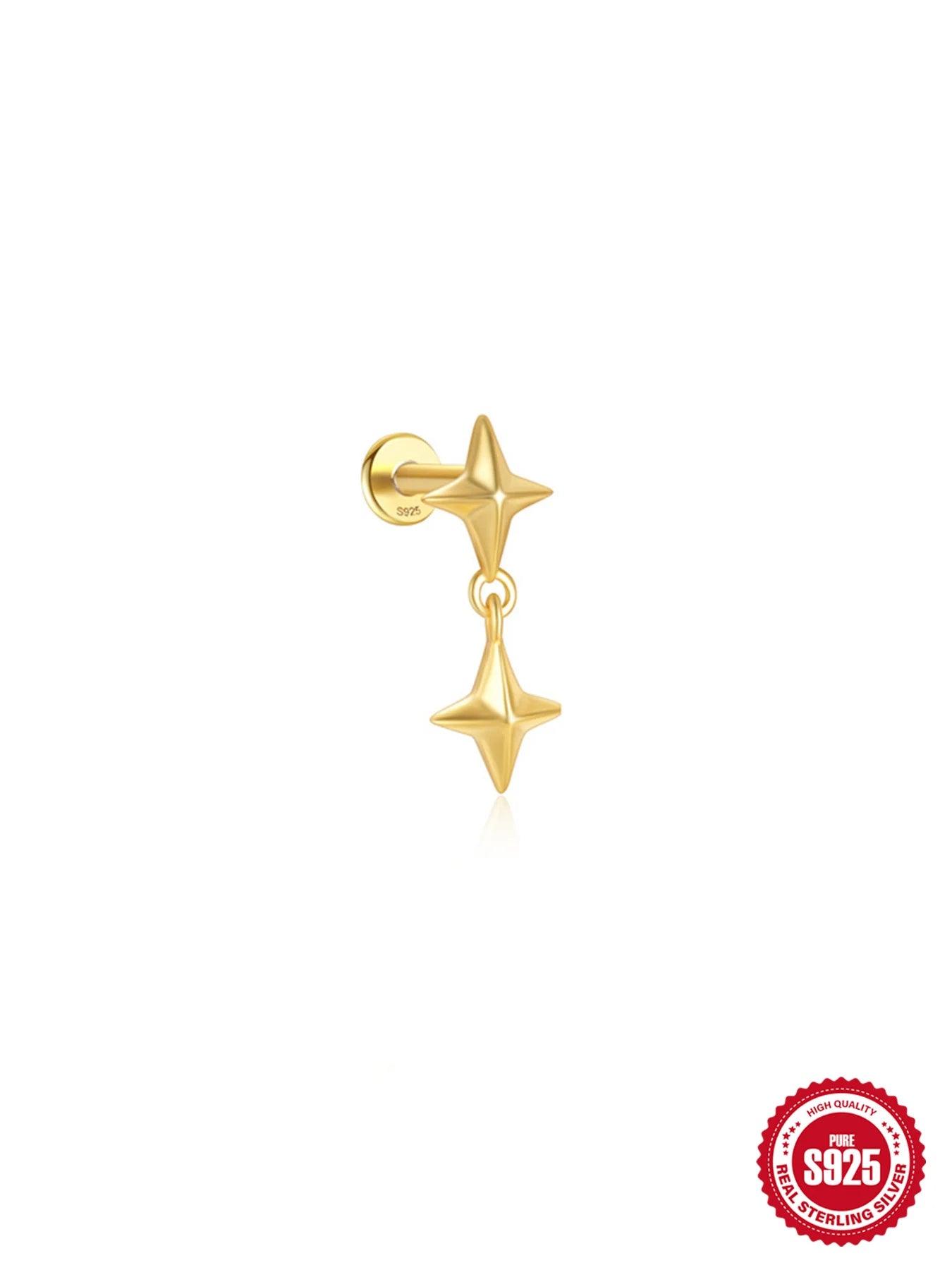 VAV 1PC 925 Sterling Silver Stud Earring For Women