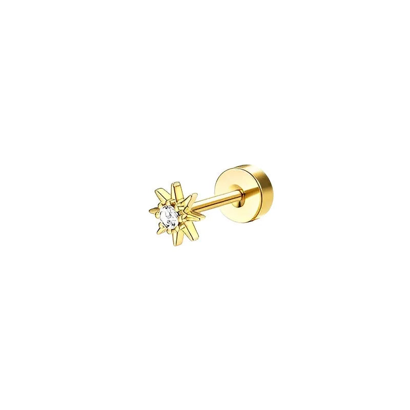 VAV 1pc Stainless Steel Earrings for Women Dainty Flat Back Earrings