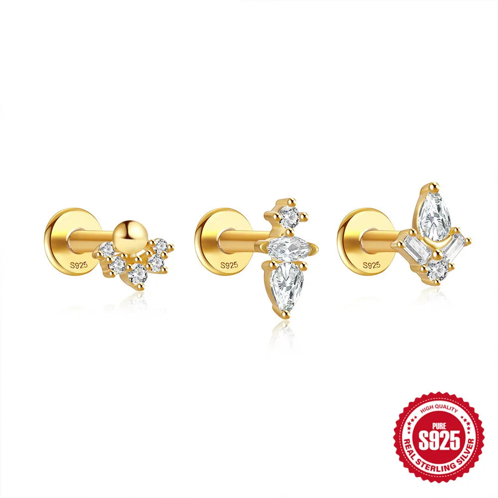 VAV 1PC 925 Sterling Silver Stud Earring For Women