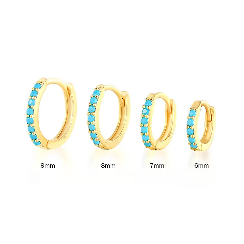 VAV 2PCS Stainless Steel Minimal Crystal Zirconia Hoop Earrings
