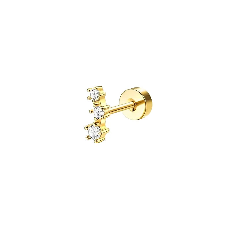 VAV 1pc Stainless Steel Earrings for Women Dainty Flat Back Earrings