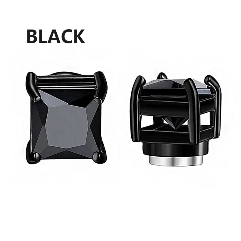 VAV 1/3Pairs 6MM Crystal Magnetic No-Pierce Stainless Steel Stud Earrings for Men