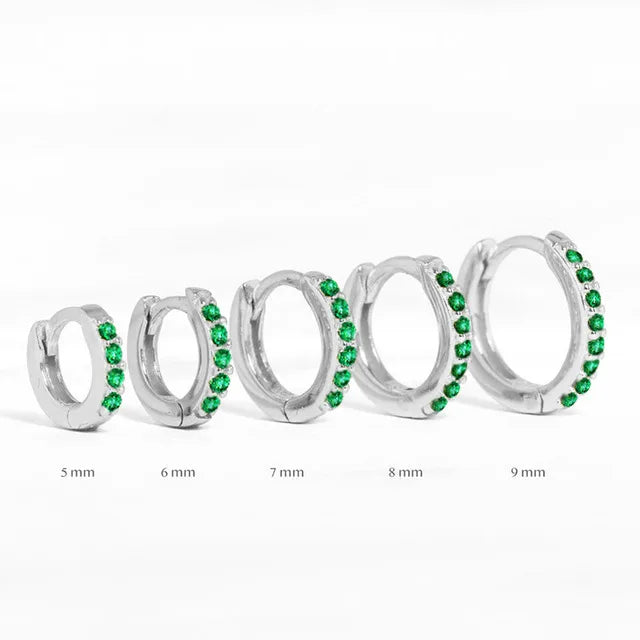 VAV 2PCS Stainless Steel Minimal Crystal Zirconia Hoop Earrings