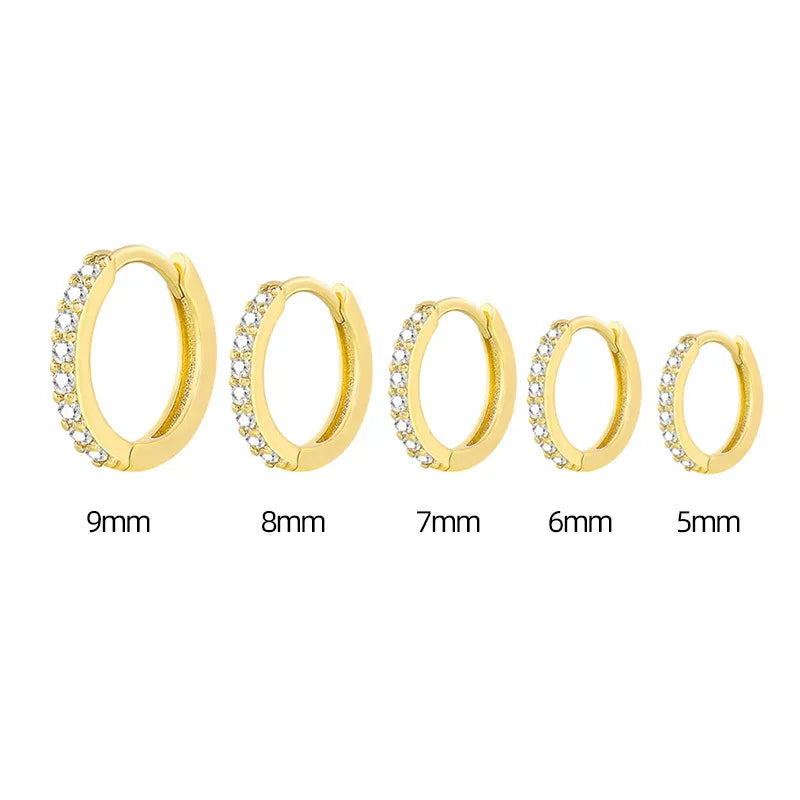 VAV 2PCS Stainless Steel Minimal Crystal Zirconia Hoop Earrings