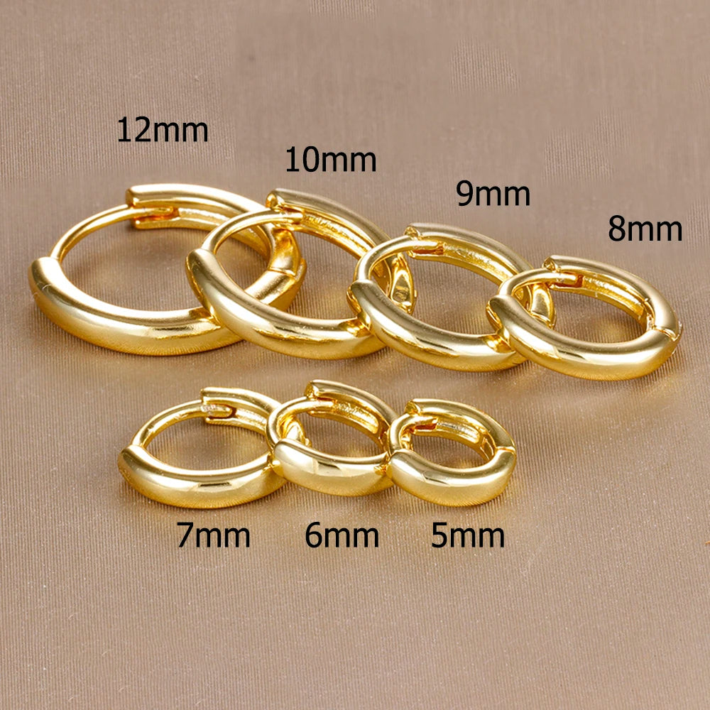 VAV 2PCS Stainless Steel Minimal Crystal Zirconia Hoop Earrings