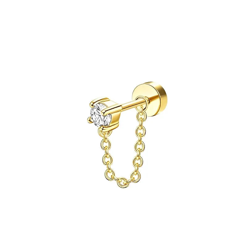 VAV 1pc Stainless Steel Earrings for Women Dainty Flat Back Earrings