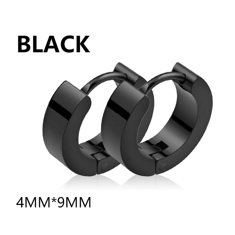 VAV 1 Pair Stainless Steel Hoop Earring  Gothic Style
