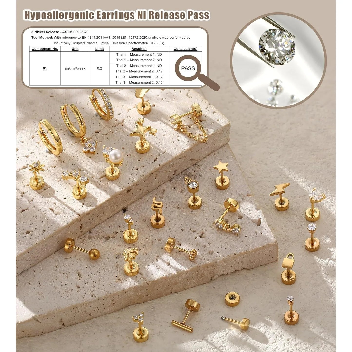 VAV 1pc Stainless Steel Earrings for Women Dainty Flat Back Earrings