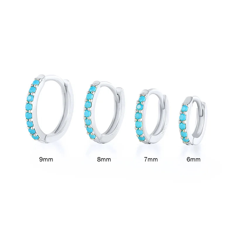 VAV 2PCS Stainless Steel Minimal Crystal Zirconia Hoop Earrings