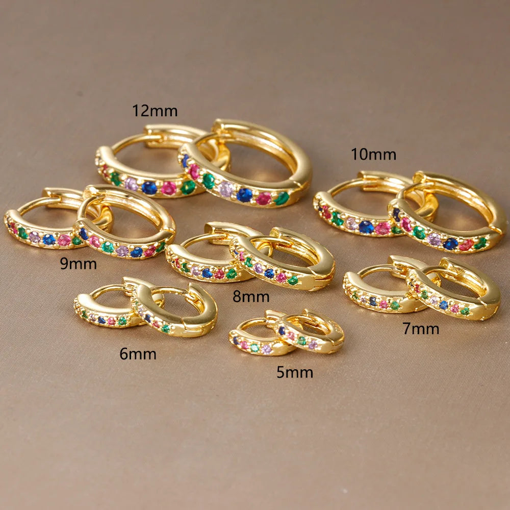 VAV 2PCS Stainless Steel Minimal Crystal Zirconia Hoop Earrings