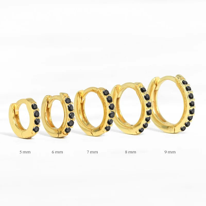 VAV 2PCS Stainless Steel Minimal Crystal Zirconia Hoop Earrings