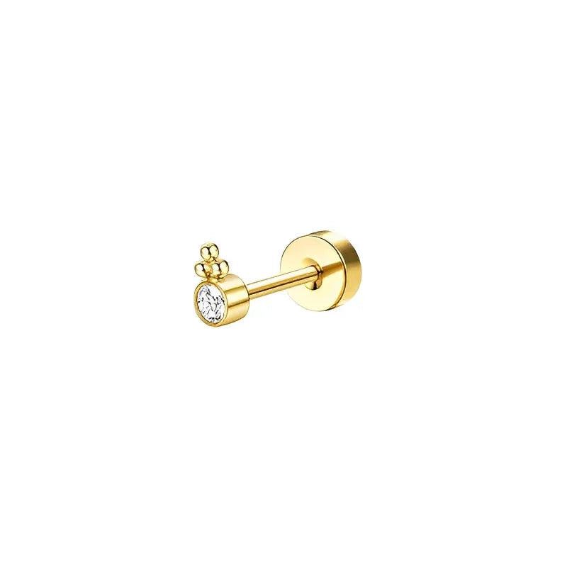 VAV 1pc Stainless Steel Earrings for Women Dainty Flat Back Earrings
