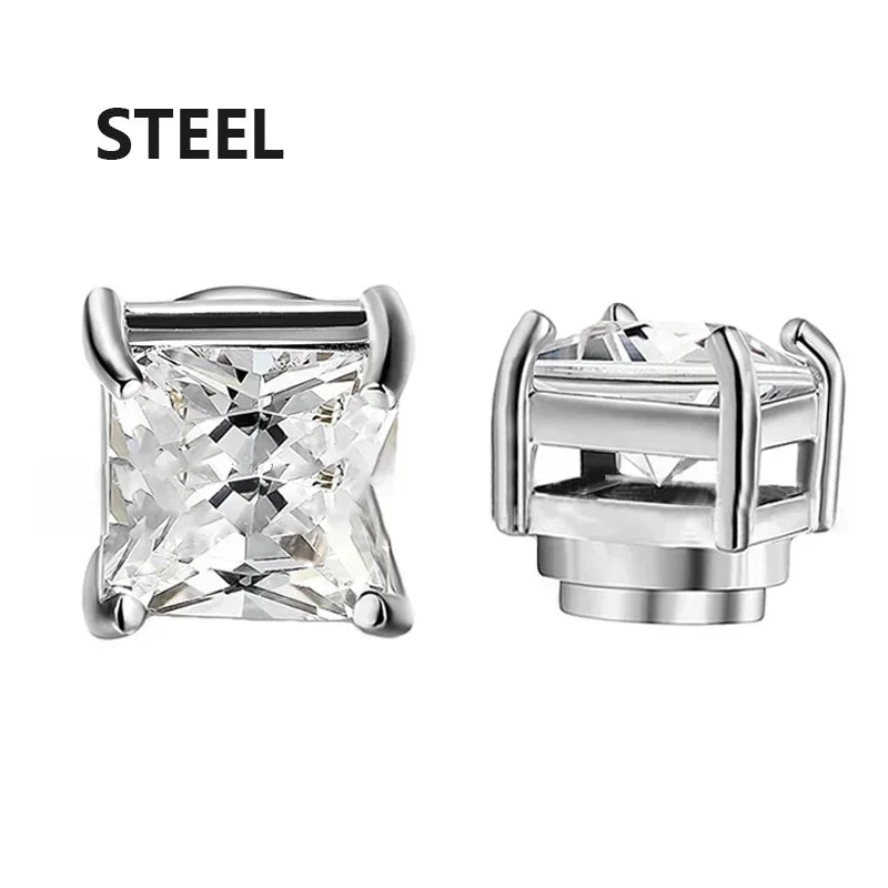 VAV 1/3Pairs 6MM Crystal Magnetic No-Pierce Stainless Steel Stud Earrings for Men