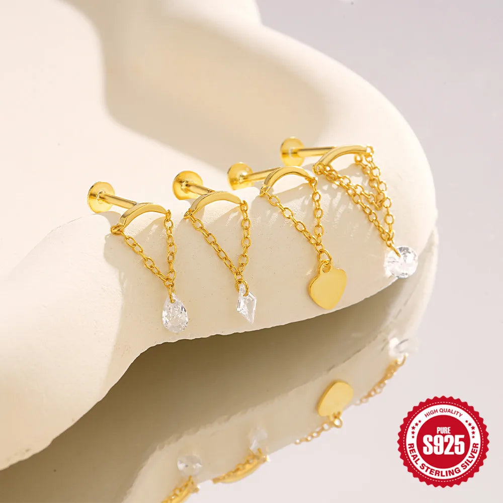 VAV 1PC 925 Sterling Silver Stud Earring For Women