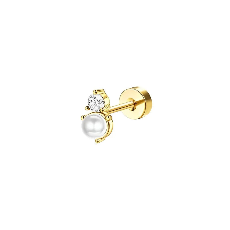 VAV 1pc Stainless Steel Earrings for Women Dainty Flat Back Earrings