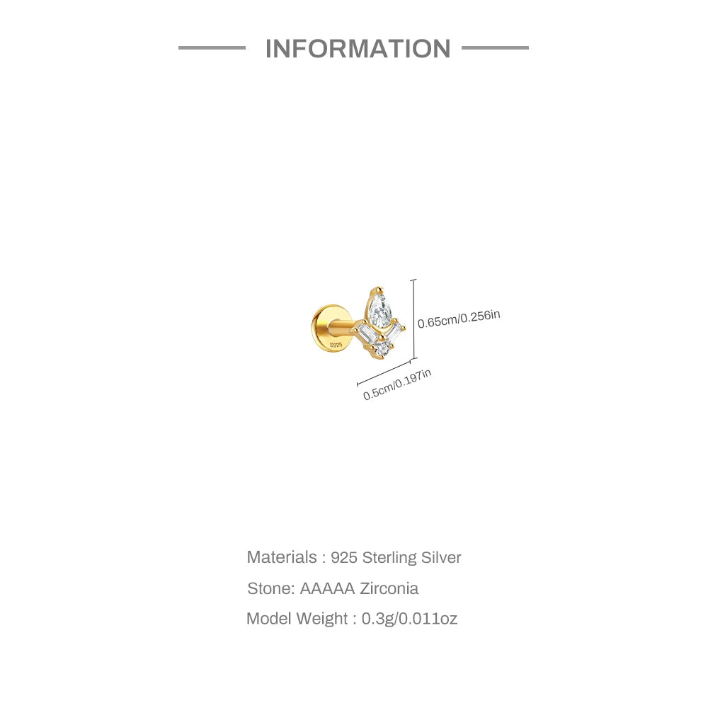 VAV 1PC 925 Sterling Silver Stud Earring For Women