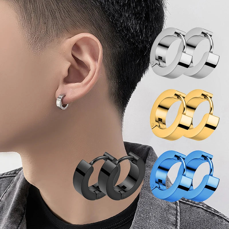 VAV 1 Pair Stainless Steel Hoop Earring  Gothic Style