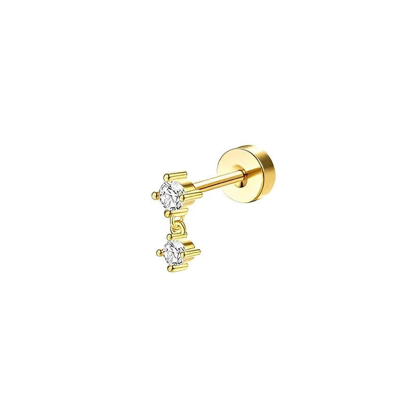 VAV 1pc Stainless Steel Earrings for Women Dainty Flat Back Earrings
