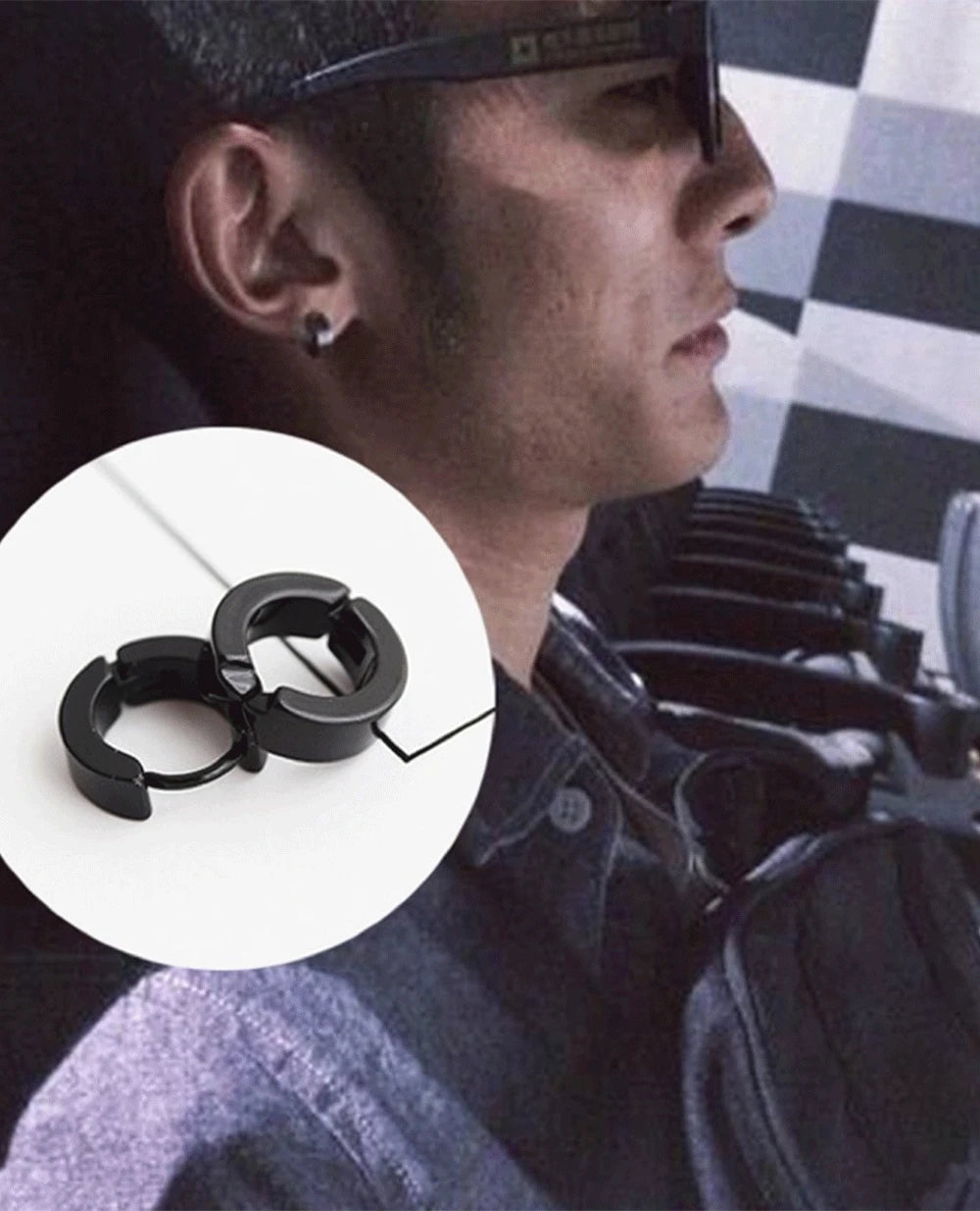 VAV 1 Pair Stainless Steel Hoop Earring  Gothic Style