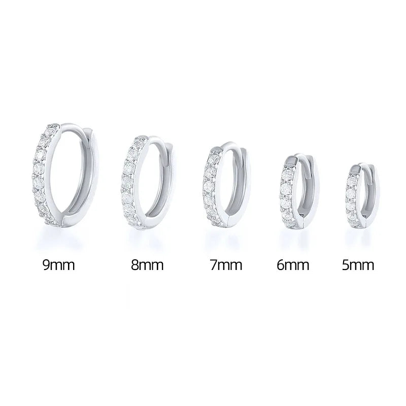 VAV 2PCS Stainless Steel Minimal Crystal Zirconia Hoop Earrings