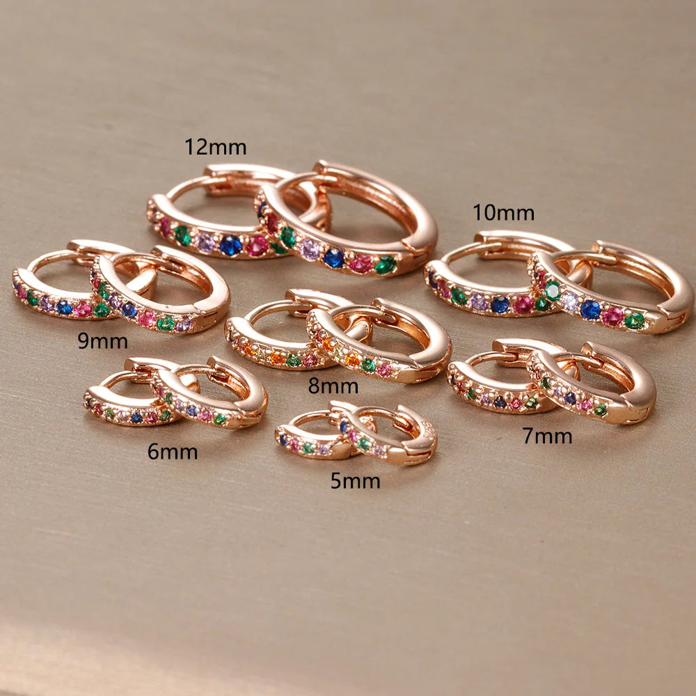 VAV 2PCS Stainless Steel Minimal Crystal Zirconia Hoop Earrings