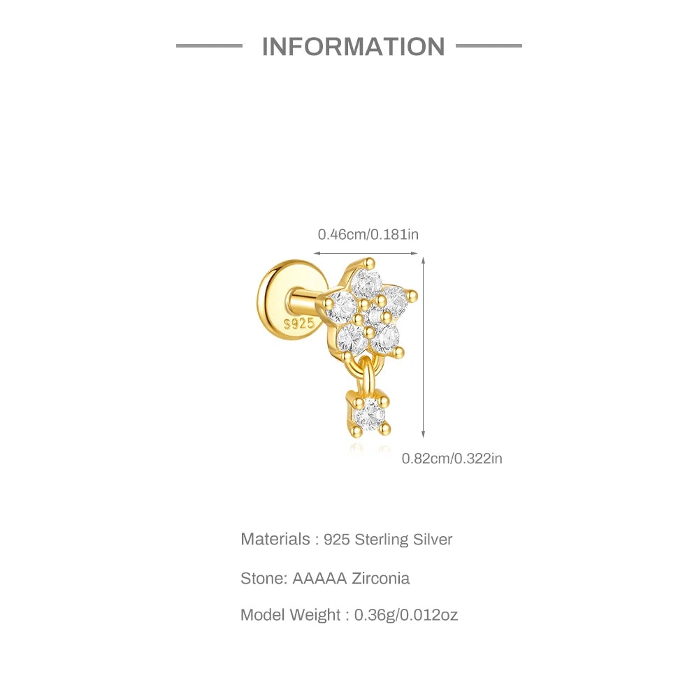 VAV 1PC 925 Sterling Silver Stud Earring For Women