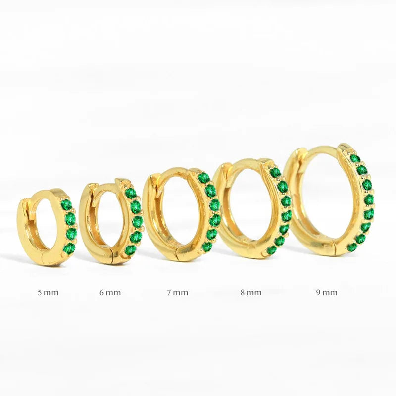 VAV 2PCS Stainless Steel Minimal Crystal Zirconia Hoop Earrings