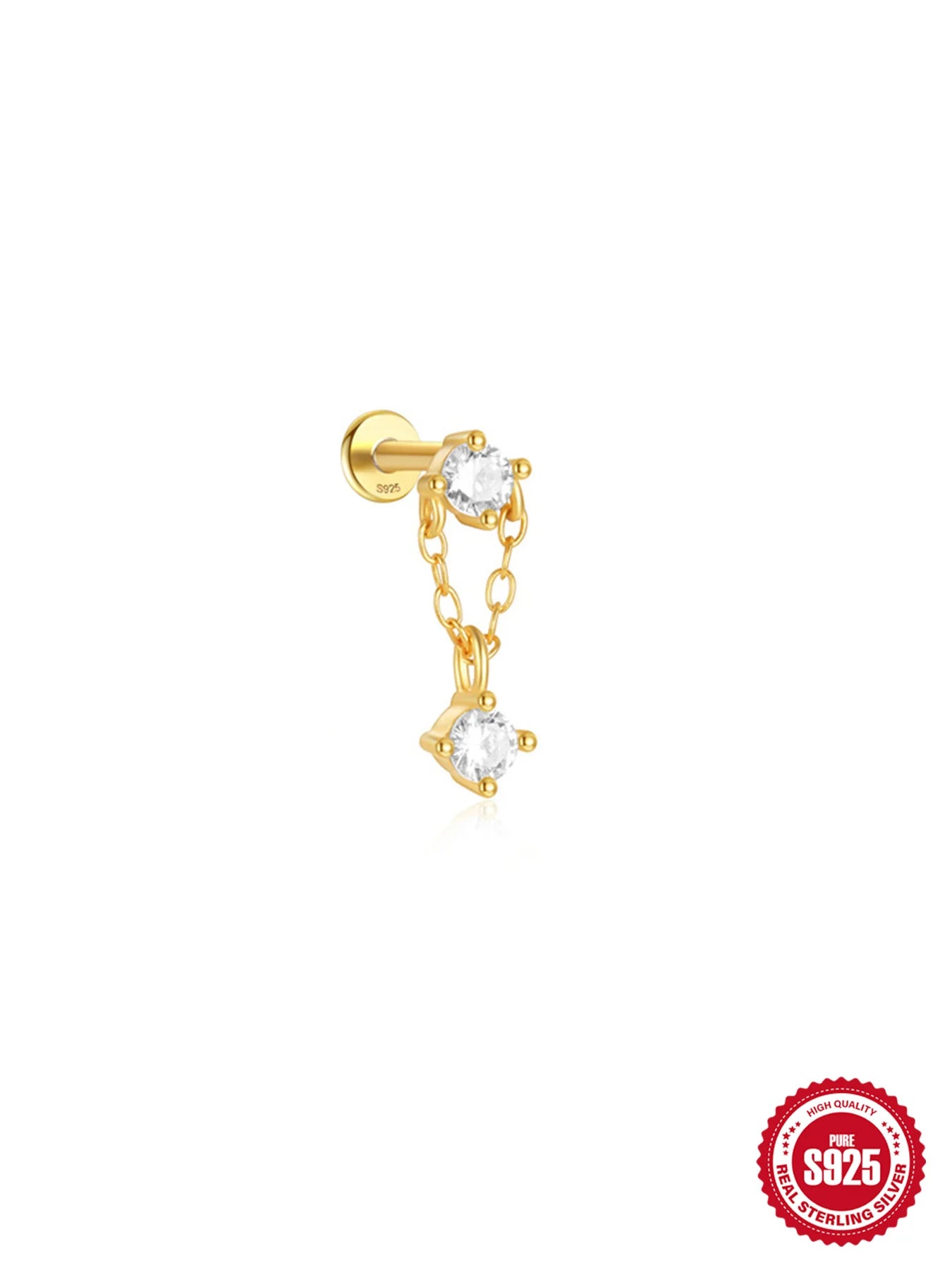 VAV 1PC 925 Sterling Silver Stud Earring For Women