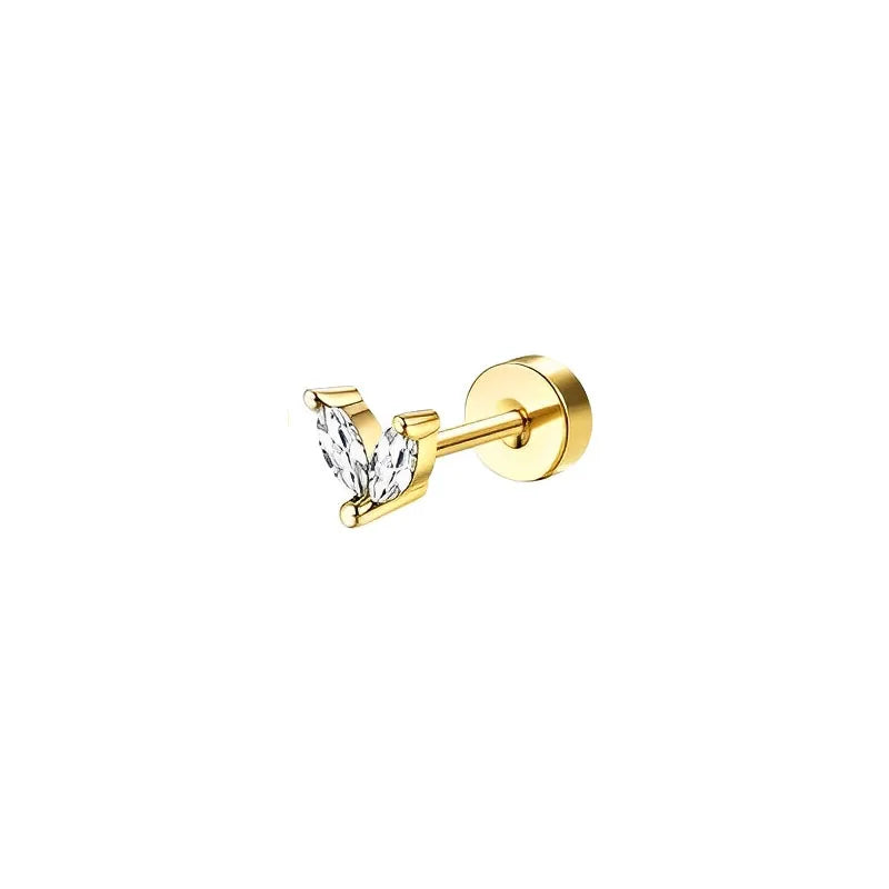 VAV 1pc Stainless Steel Earrings for Women Dainty Flat Back Earrings
