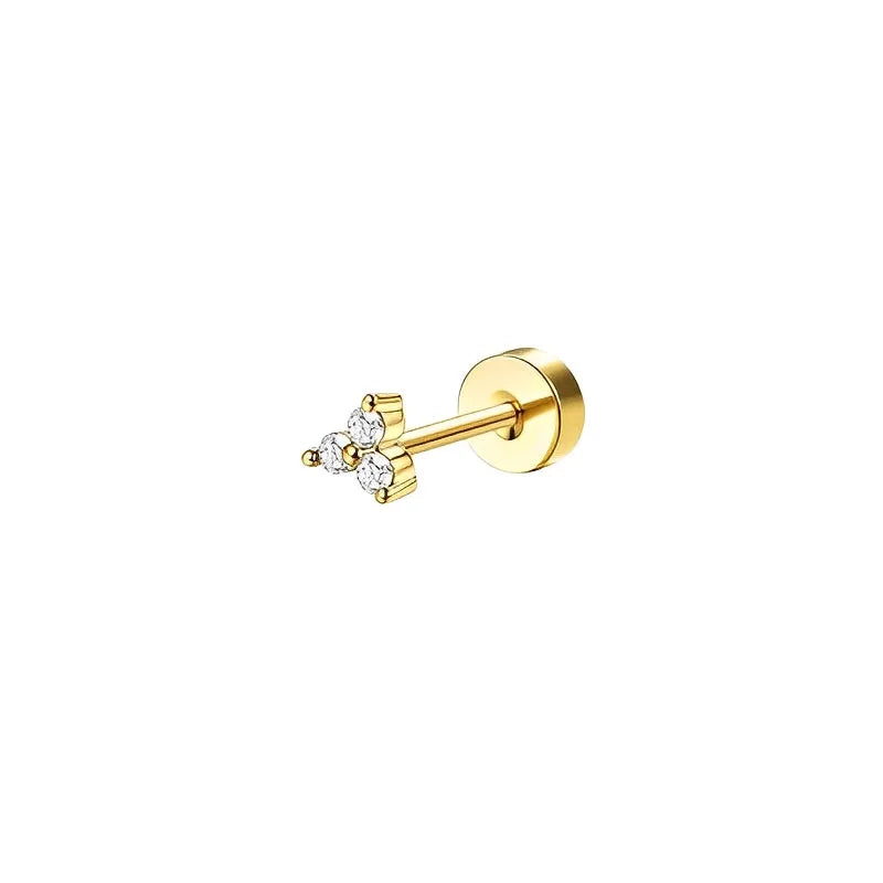 VAV 1pc Stainless Steel Earrings for Women Dainty Flat Back Earrings