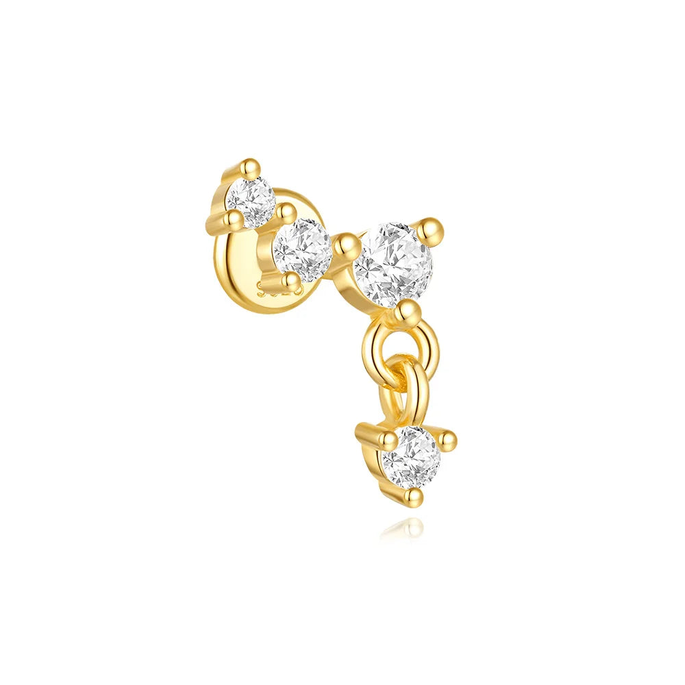 VAV 1PC 925 Sterling Silver Stud Earring For Women