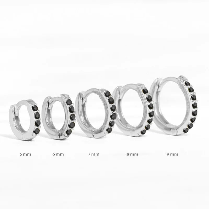 VAV 2PCS Stainless Steel Minimal Crystal Zirconia Hoop Earrings