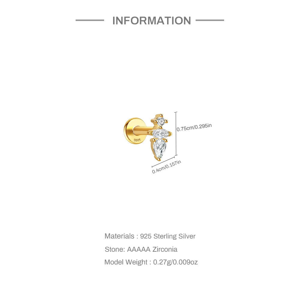 VAV 1PC 925 Sterling Silver Stud Earring For Women