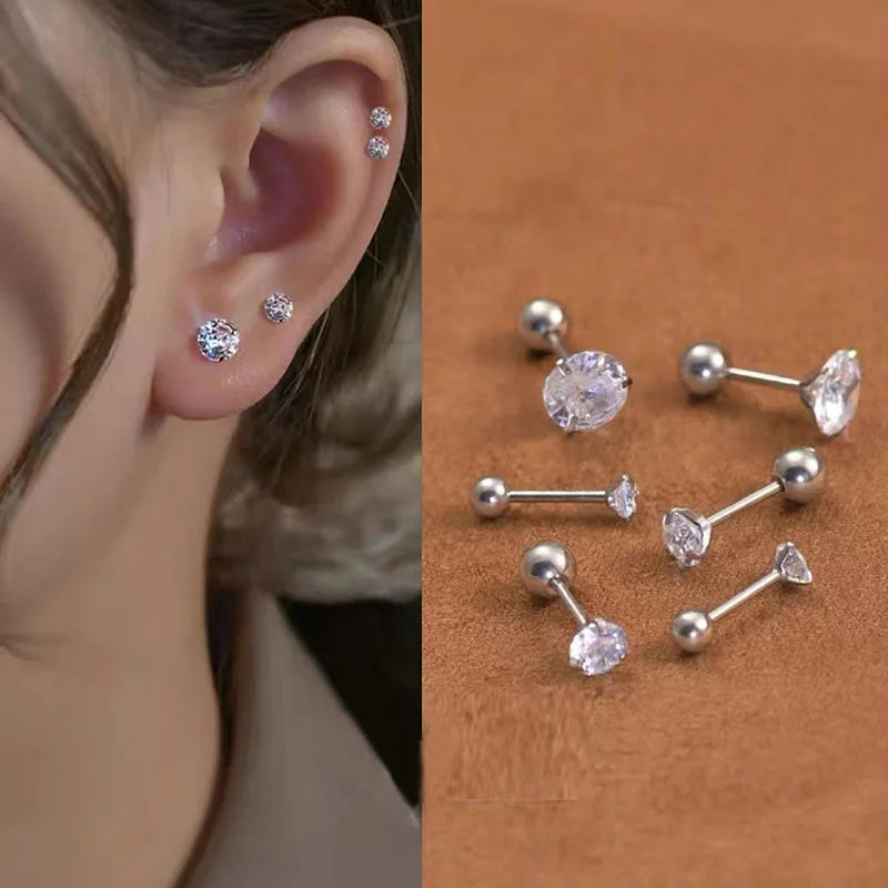 VAV 6pcs/Set Stainless Steel & Earrings For Women